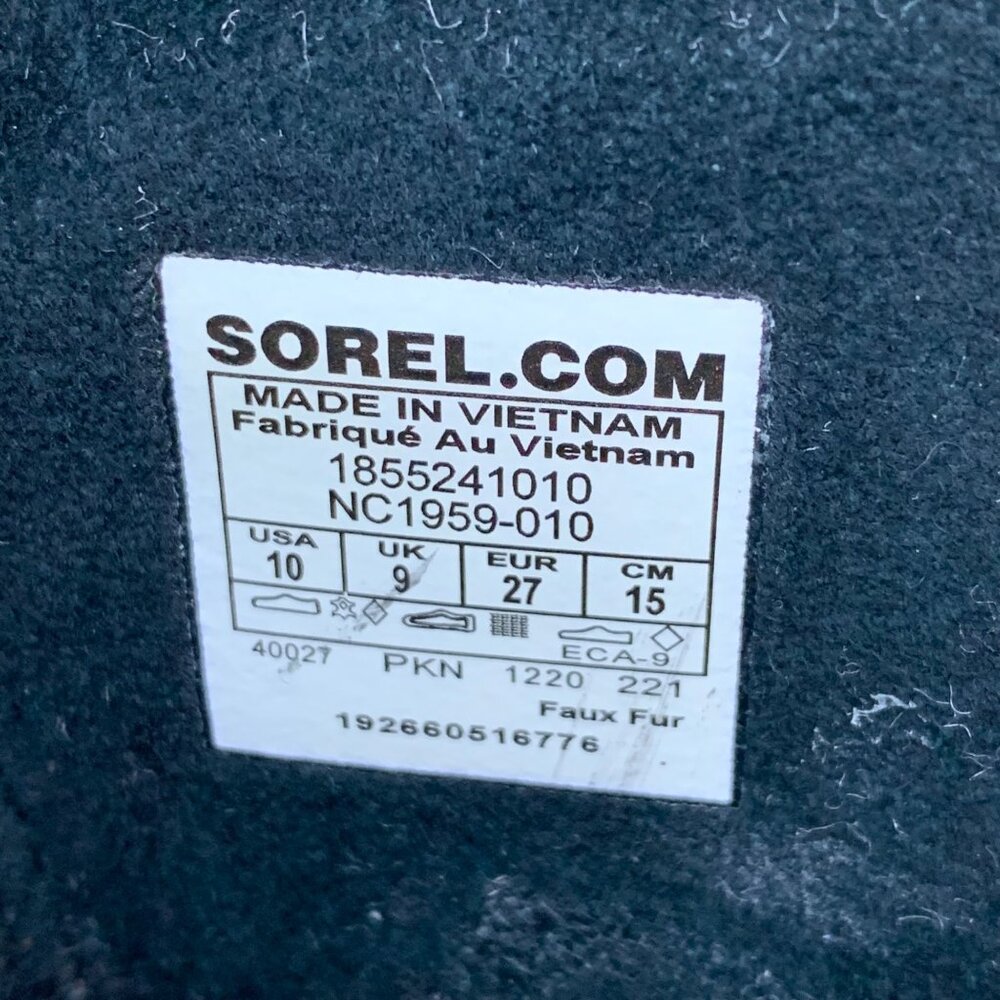 SOREL 1964 Pac Snow Boots Kids 10 27 Faux Fur Black Waterproof Winter Boot Suede - Picture 10 of 14